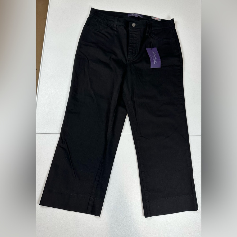 NYDJ Not Your Daughter’s Women's Size 10 Crop Lift Tuck Black Jeans NWT‎ Cotton